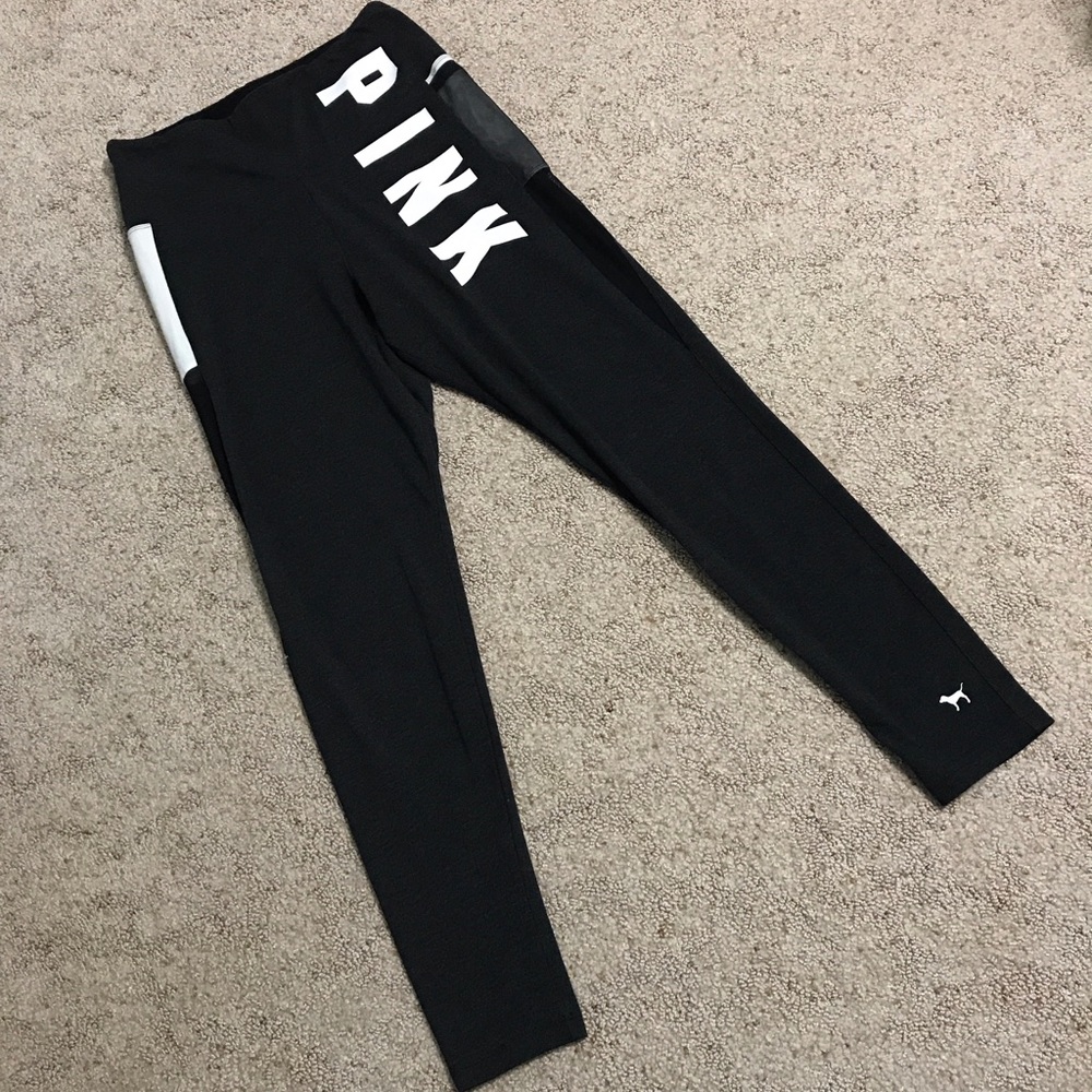 V.S. PINK Gray Mesh High Waisted Leggings